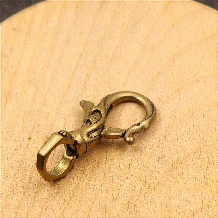 Solid Brass Swivel Eye Bolt Snap 2 1/4" Hook Fob Clip Dog Gear Spring Strap Belt Buckle Leash Lanyard Key Chain Purse Bag Tote Leathercraft