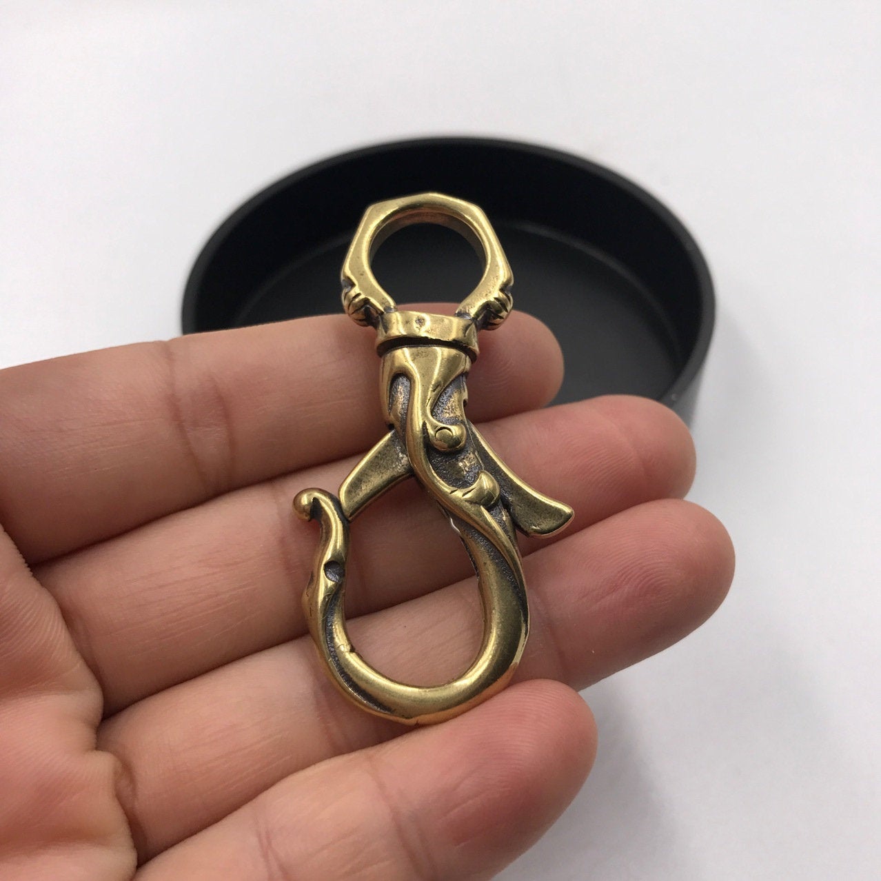 Solid Brass Swivel Eye Bolt Snap 2 1/4" Hook Fob Clip Dog Gear Spring Strap Belt Buckle Leash Lanyard Key Chain Purse Bag Tote Leathercraft