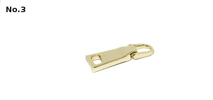 Metal Zipper Slider 5# Head for Metal Zipper Teeth or Nylon Coil Spiral Zipper Long Puller Pull D-Ring Gold Replacement Purse Hardware