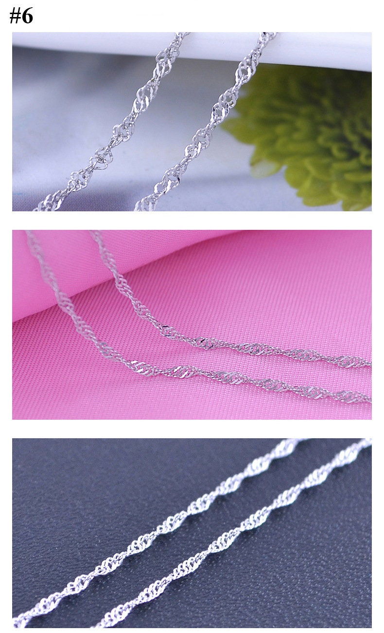 925 Sterling Silver Chain Necklace 40 45cm 16 18 Inch Curb Snake Cable Link Box Ball Trace Twisted Solid Fine Supply Wholesale Bulk