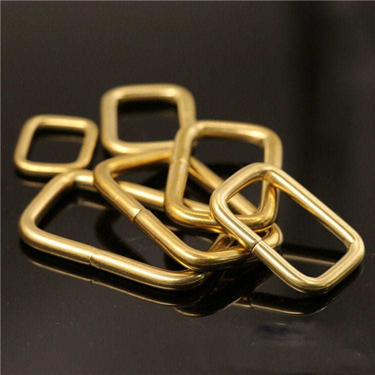 Solid Brass O D Webbing Ring Buckle Open Non-Welded Non-Soldered Rectangle Loop Strap Heavy Duty Leather Craft Hardware 16 20 25 32 38 40 mm