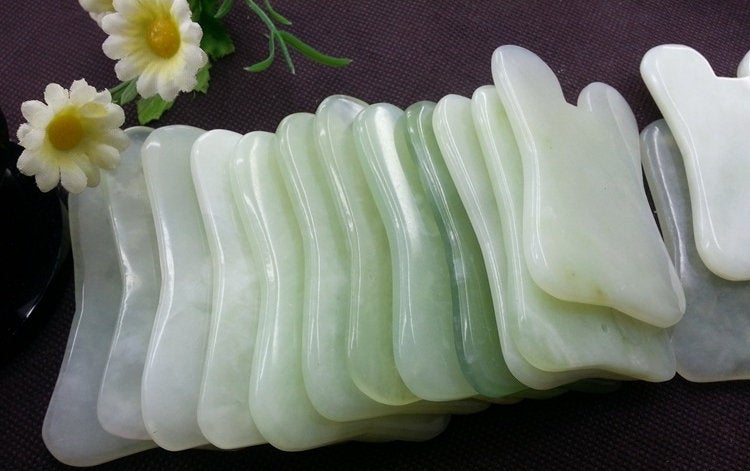 Natural Xiuyan Jade Gua Sha Board 72 45 4 mm 3 inch Rectangle Shape Green Guasha Face Body Tool DIY Wholesale Bulk