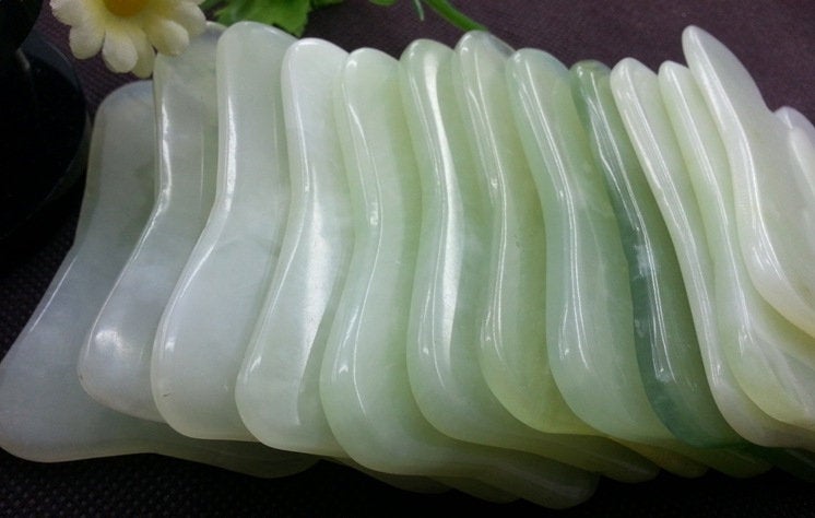 Natural Xiuyan Jade Gua Sha Board 72 45 4 mm 3 inch Rectangle Shape Green Guasha Face Body Tool DIY Wholesale Bulk