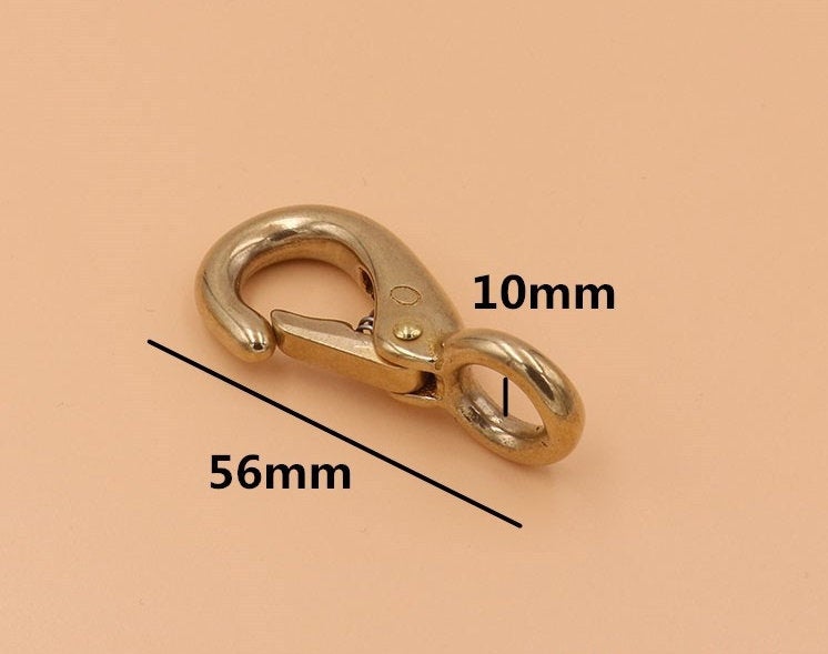 Solid Brass Fixed Eye Loop Halter Snap Saddle Hook Fix Buckle Horse Headstall Reins Push Gate Clasp Key Fob Clip Webbing Strap Purse Repair