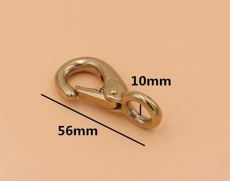 Solid Brass Fixed Eye Loop Halter Snap Saddle Hook Fix Buckle Horse Headstall Reins Push Gate Clasp Key Fob Clip Webbing Strap Purse Repair