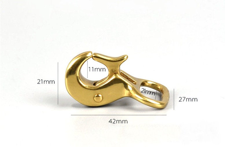 Solid Brass Fixed Loop Halter Snap Saddle Hook Fix Buckle Horse Headstall Reins Push Gate Clasp Key Fob Clip Webbing Strap Purse Repair DIY