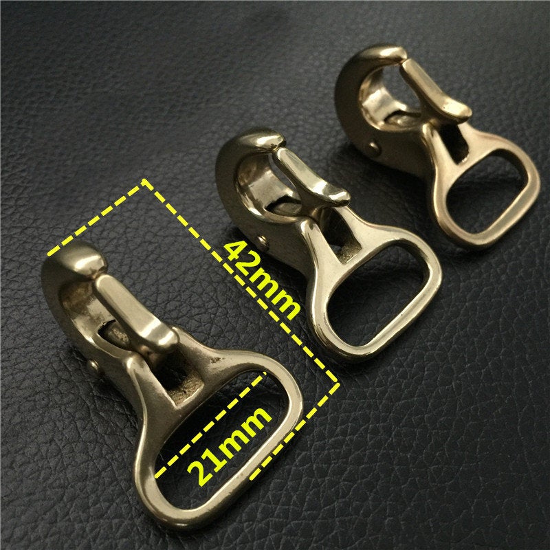 Solid Brass Fixed Loop Halter Snap Saddle Hook Fix Buckle Horse Headstall Reins Push Gate Clasp Key Fob Clip Webbing Strap Purse Repair DIY