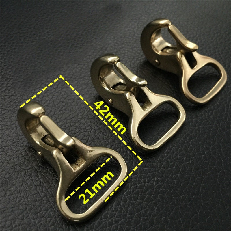 Solid Brass Fixed Loop Halter Snap Saddle Hook Fix Buckle Horse Headstall Reins Push Gate Clasp Key Fob Clip Webbing Strap Purse Repair DIY