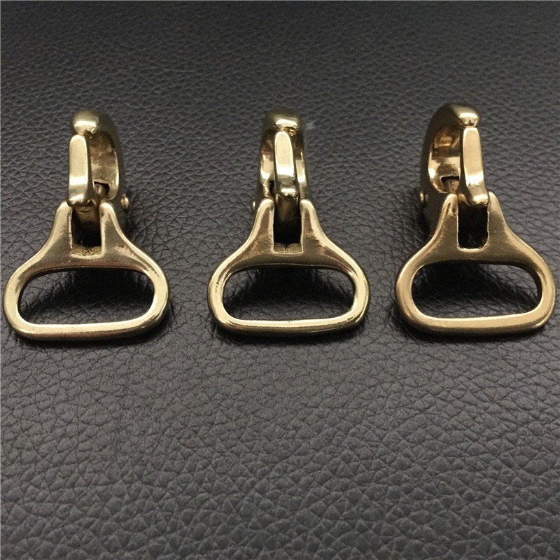 Solid Brass Fixed Loop Halter Snap Saddle Hook Fix Buckle Horse Headstall Reins Push Gate Clasp Key Fob Clip Webbing Strap Purse Repair DIY