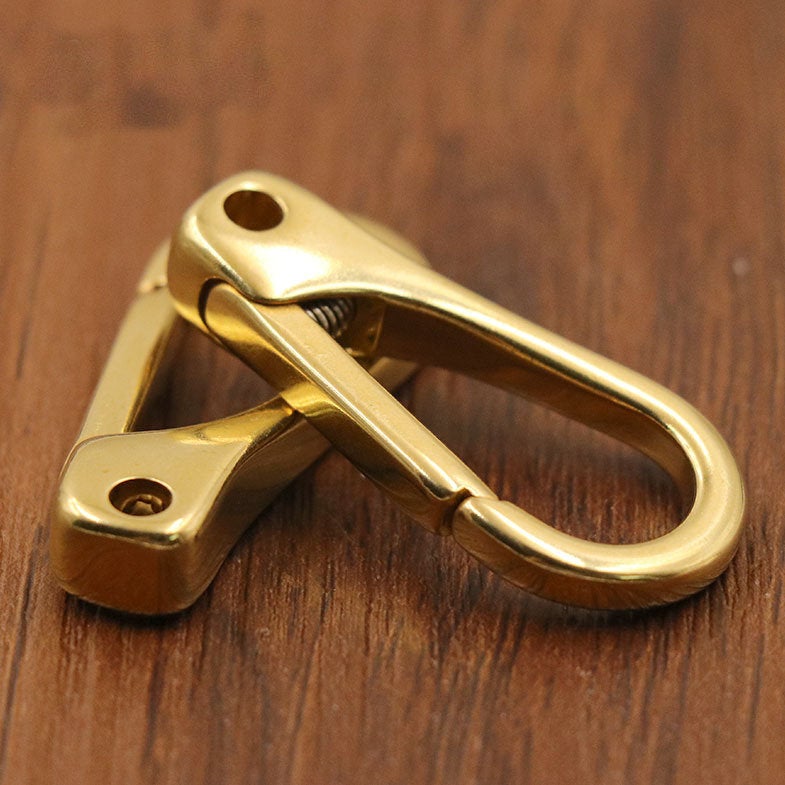 Solid Brass Fixed Loop Halter Snap Saddle Hook Fix Buckle Horse Headstall Reins Push Gate Clasp Key Fob Clip Webbing Strap Purse Repair DIY