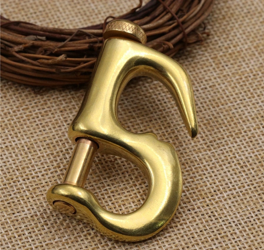 Solid Brass Swivel Fixed Eye Spring Snap Pelican Hook Shackle Quick Release Bail Rigging Sailing Boat Marine Clip Hardware Wholesale Bulk