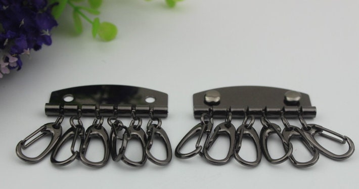 6 Hooks Metal Key Holder Plate 47mm 1 14/16" Pouch Spring Snap Purse Handbag Wallet Keyring Keychain DIY Hardware Accessories Leathercraft