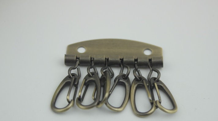 6 Hooks Metal Key Holder Plate 47mm 1 14/16" Pouch Spring Snap Purse Handbag Wallet Keyring Keychain DIY Hardware Accessories Leathercraft