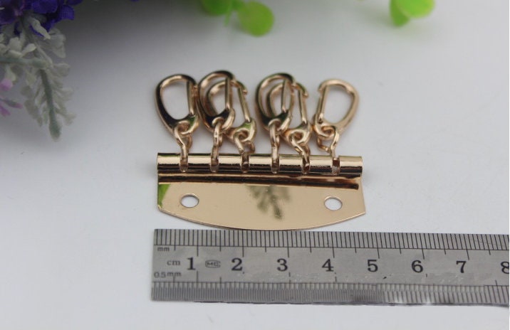 6 Hooks Metal Key Holder Plate 47mm 1 14/16" Pouch Spring Snap Purse Handbag Wallet Keyring Keychain DIY Hardware Accessories Leathercraft