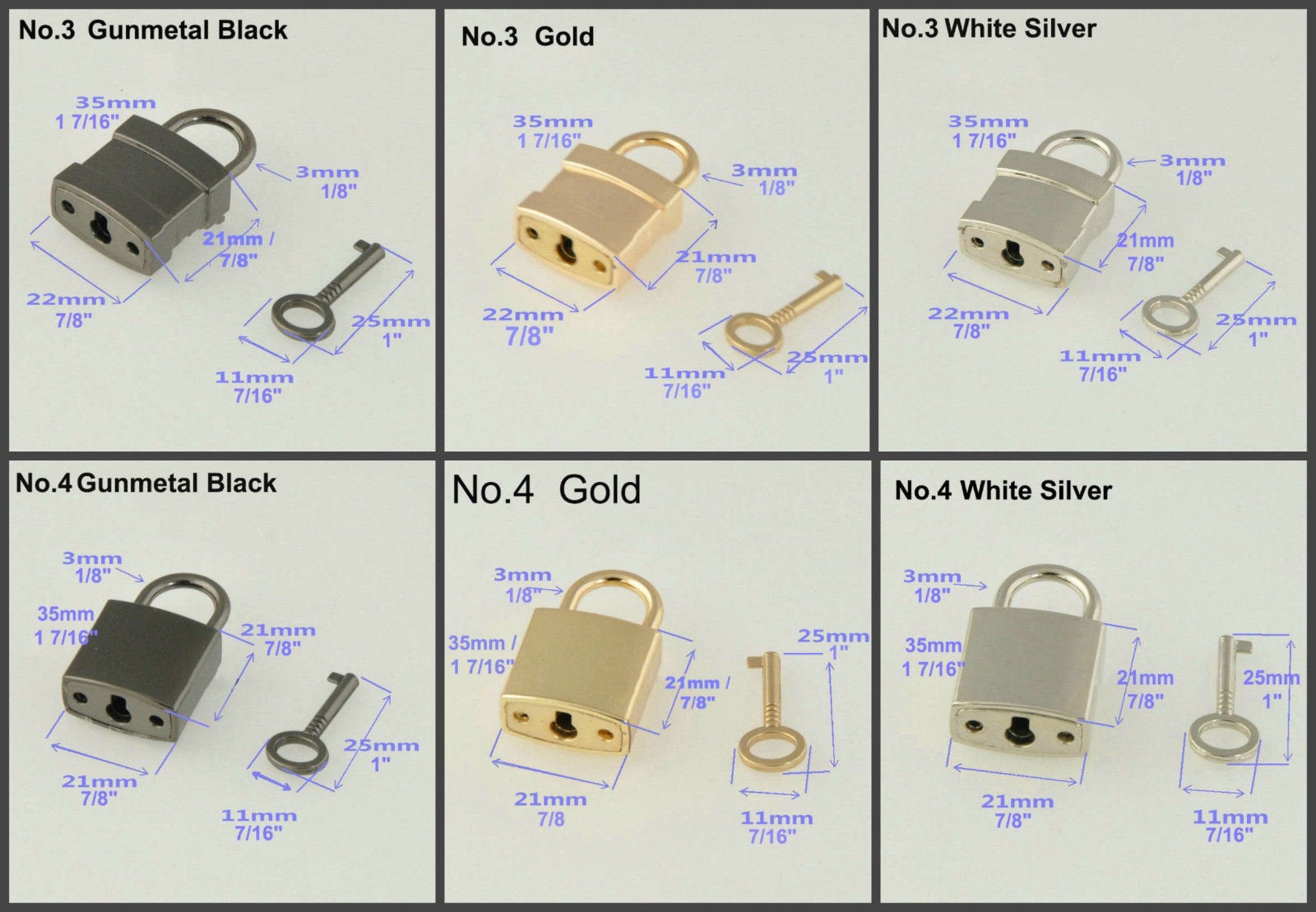 Square Rectangular Padlock Clasp Working Key Lock Panda Shape Leathercraft Purse Bag Buckle Pet Collar Box Diary Wedding Repair Gold Tone