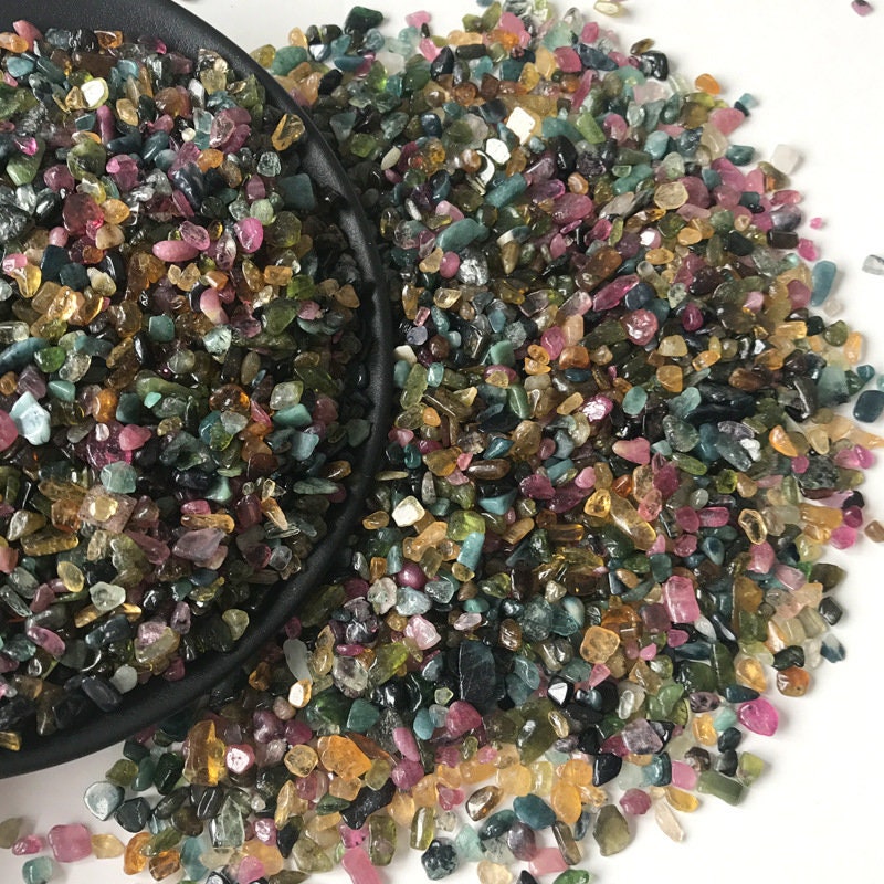 Natural Tourmaline Fish Aquarium Gravel 3.5oz Colored Vase Filler Gems Rocks Pebbles Stones For Jewelry Decor Chips Decoration Supplies