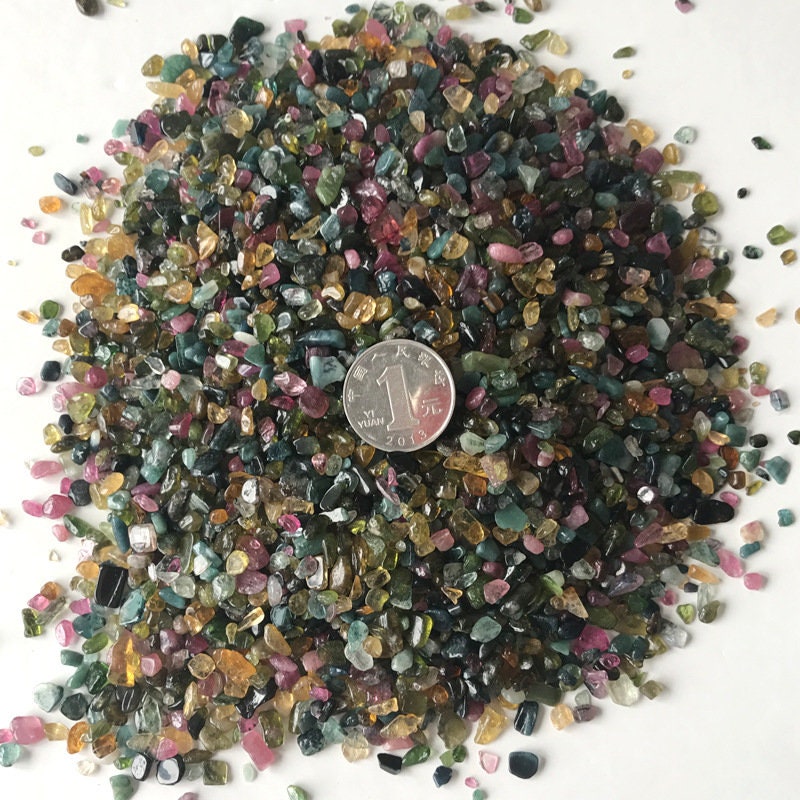 Natural Tourmaline Fish Aquarium Gravel 3.5oz Colored Vase Filler Gems Rocks Pebbles Stones For Jewelry Decor Chips Decoration Supplies