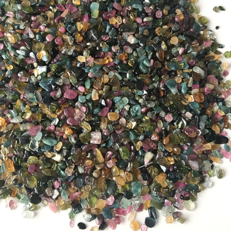 Natural Tourmaline Fish Aquarium Gravel 3.5oz Colored Vase Filler Gems Rocks Pebbles Stones For Jewelry Decor Chips Decoration Supplies