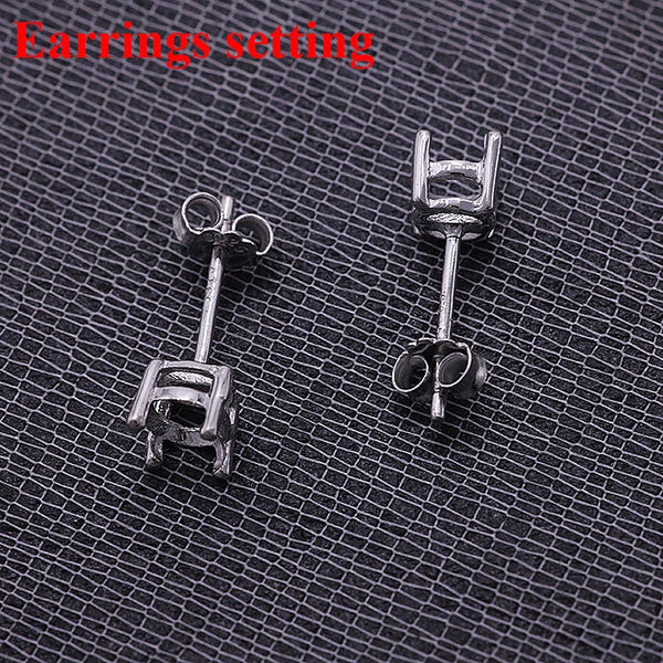 925 Sterling Silver Mount Stud Earrings Prong Setting Blank 4 5 mm 1/8 3/16" Art Deco Basket Round Base Solitare Gemstone Stone Unisex Bulk