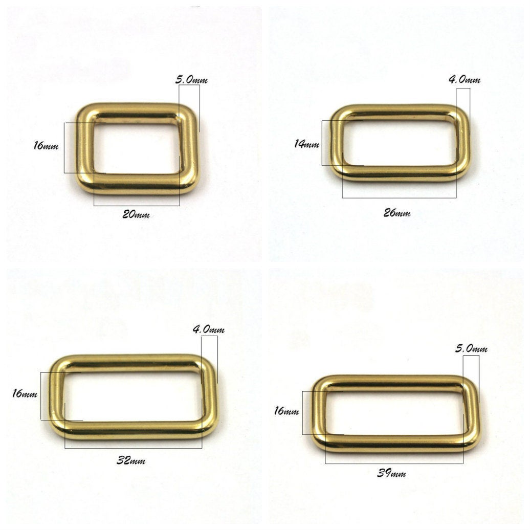 Solid Brass Cast Rectangle Ring 20-39mm Welded Metal Heavy Duty Webbing Buckle Leather Strap Bag Purse Dog Collar Belt Buckles Strapping