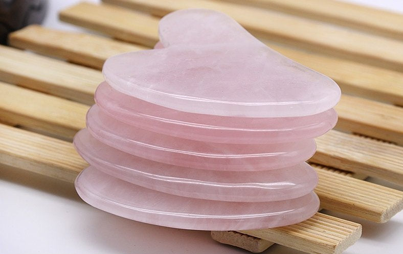 Natural Rose Quartz Gua Sha Guasha Board Fin Shape Triangle 83 53 5 mm 3 inch Face Body Scraping Tool Craft DIY Wholesale Bulk