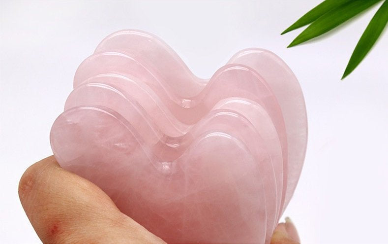 Natural Rose Quartz Gua Sha Guasha Board Fin Shape Triangle 83 53 5 mm 3 inch Face Body Scraping Tool Craft DIY Wholesale Bulk