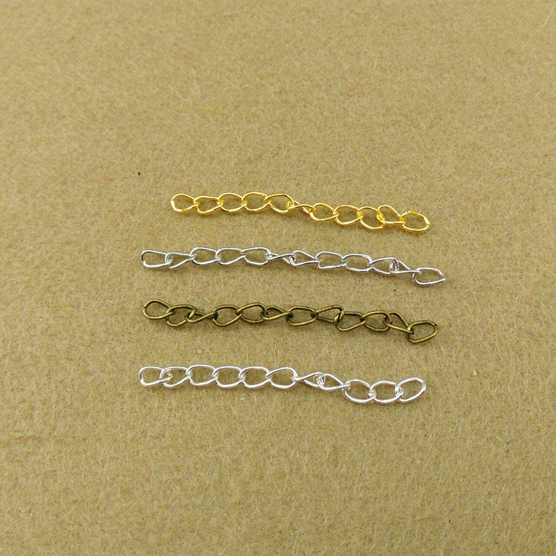 Extender Chain 2" Silver Bronze Gold Necklace Extension Curved Curb Chain Adjuster Oval Link Lengthener Tail Bracelet Finding Wholesale Lot