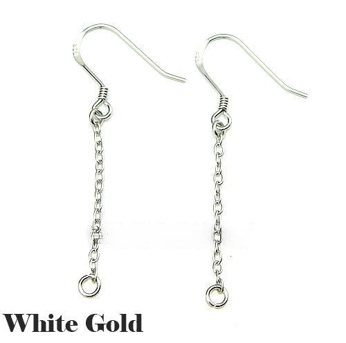 925 Sterling Silver Earring French Hook 30 - 50 mm Pure Ball Spring Coil Jump Ring Ear Wire with Chain Extender and Round Open Jump Rings