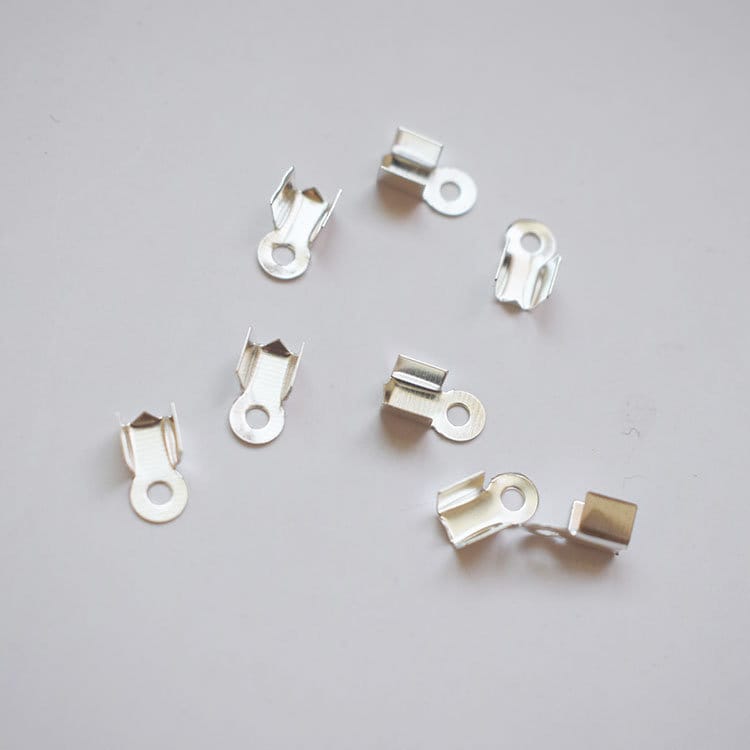 Stainless Steel Fold Over Crimp Clamp Clip 8x2 9x2 9x3 mm 5/16" 3/8" 1/16" 1/8" Loop Bead Cord End Tip Cap Connector Jewelry Finding