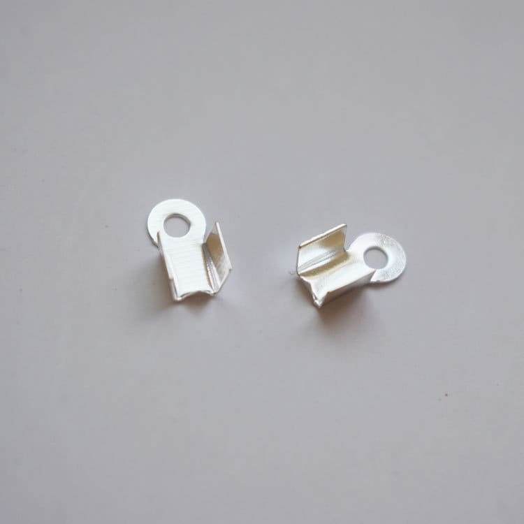 Stainless Steel Fold Over Crimp Clamp Clip 8x2 9x2 9x3 mm 5/16" 3/8" 1/16" 1/8" Loop Bead Cord End Tip Cap Connector Jewelry Finding