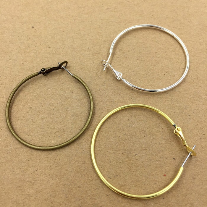 Solid Raw Brass Hoop Earring Findings Wires Leverback Hook Earring Parts Jewelry Making Findings Supplies Gold Silver Metal Components