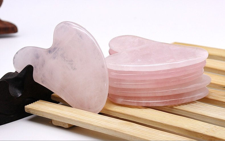 Natural Rose Quartz Gua Sha Guasha Board Fin Shape Triangle 83 53 5 mm 3 inch Face Body Scraping Tool Craft DIY Wholesale Bulk