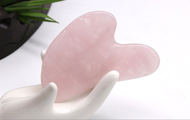 Natural Rose Quartz Gua Sha Guasha Board Fin Shape Triangle 83 53 5 mm 3 inch Face Body Scraping Tool Craft DIY Wholesale Bulk