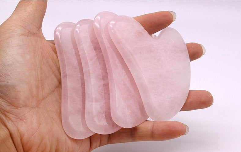 Natural Rose Quartz Gua Sha Guasha Board Fin Shape Triangle 83 53 5 mm 3 inch Face Body Scraping Tool Craft DIY Wholesale Bulk