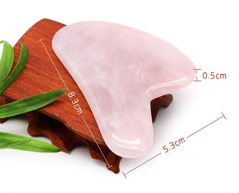 Natural Rose Quartz Gua Sha Guasha Board Fin Shape Triangle 83 53 5 mm 3 inch Face Body Scraping Tool Craft DIY Wholesale Bulk