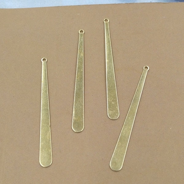 Solid Raw Brass Drop Single-Sided Teardrop 38x4mm Earring Parts Jewelry Making Findings Supplies Gold Silver Metal Components