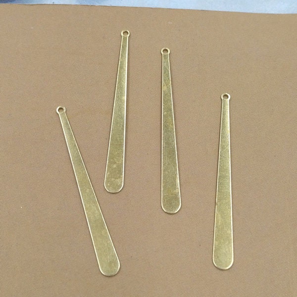 Solid Raw Brass Drop Single-Sided Teardrop 38x4mm Earring Parts Jewelry Making Findings Supplies Gold Silver Metal Components