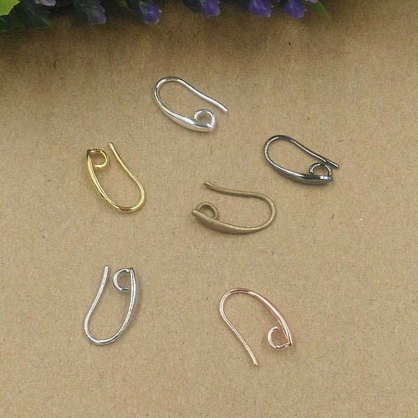 Solid Raw Brass Ear Wire Fishhook With Hidden Open Loop 8x15 mm Earring Parts Jewelry Making Findings Supplies Gold Silver Metal Components