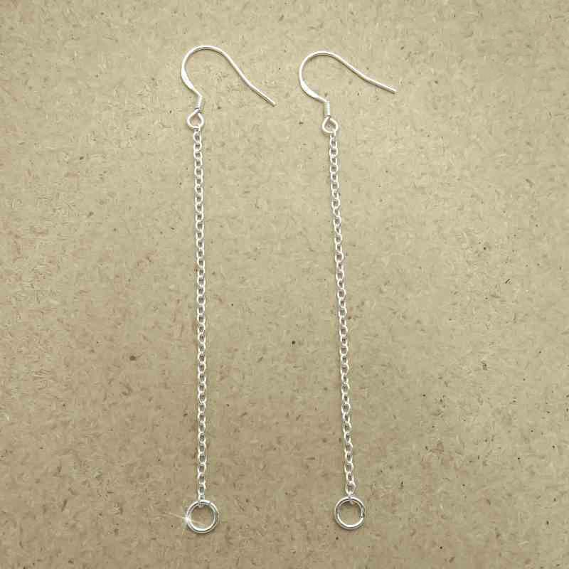 925 Sterling Silver Earring French Hook 30 - 50 mm Pure Ball Spring Coil Jump Ring Ear Wire with Chain Extender and Round Open Jump Rings