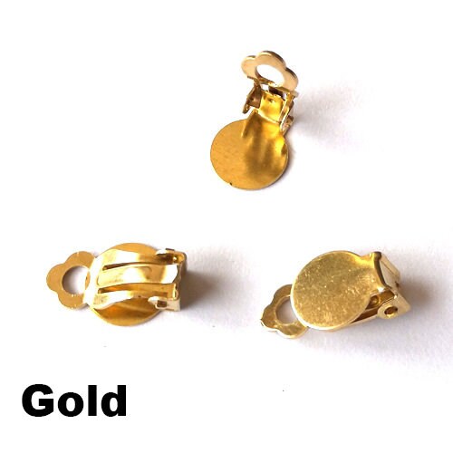 Solid Raw Brass Clip-on Earring Round Plate 10mm/3/8" Earring Parts Jewelry Making Findings Supplies Gold Silver Metal Components