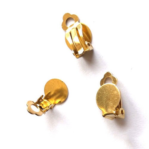 Solid Raw Brass Clip-on Earring Round Plate 10mm/3/8" Earring Parts Jewelry Making Findings Supplies Gold Silver Metal Components