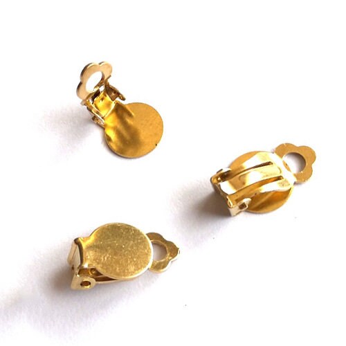 Solid Raw Brass Clip-on Earring Round Plate 10mm/3/8" Earring Parts Jewelry Making Findings Supplies Gold Silver Metal Components