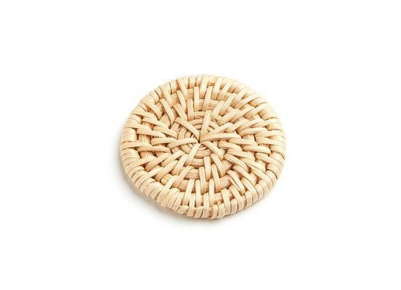 Natural Rattan Wood Earring Hoops 43mm-1-5/8" Coin Wooden Charms Handwoven Circle Findings Woven Boho Jewelry Making Blanks Wholesale Bulk