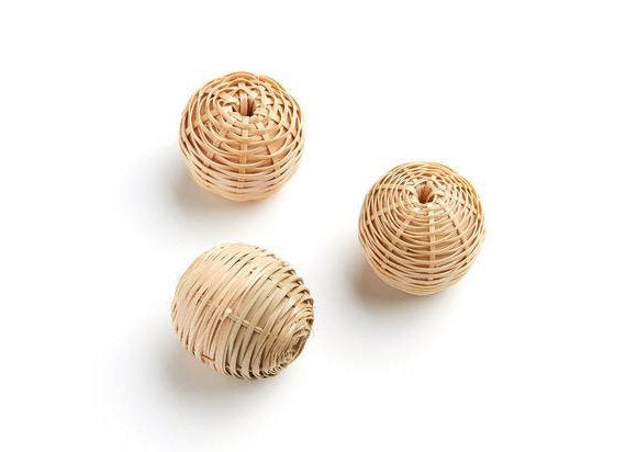 Natural Rattan Wood Earring Hoops 27mm-1-1/8" Ball Wooden Charms Handwoven Circle Findings Woven Boho Jewelry Making Blanks Wholesale Bulk