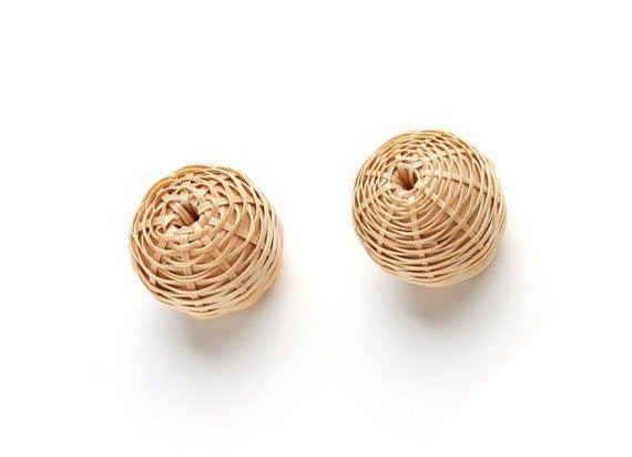 Natural Rattan Wood Earring Hoops 27mm-1-1/8" Ball Wooden Charms Handwoven Circle Findings Woven Boho Jewelry Making Blanks Wholesale Bulk