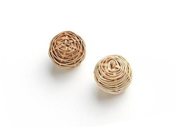 Natural Rattan Wood Earring Hoops 23mm-14/16" Ball Wooden Charms Handwoven Circle Findings Woven Boho Jewelry Making Blanks Wholesale Bulk