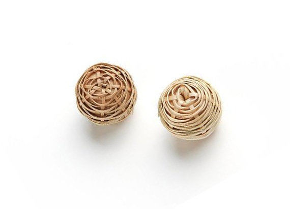 Natural Rattan Wood Earring Hoops 23mm-14/16" Ball Wooden Charms Handwoven Circle Findings Woven Boho Jewelry Making Blanks Wholesale Bulk