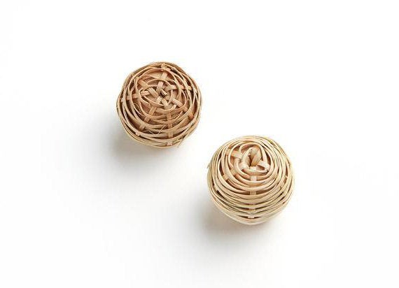 Natural Rattan Wood Earring Hoops 23mm-14/16" Ball Wooden Charms Handwoven Circle Findings Woven Boho Jewelry Making Blanks Wholesale Bulk