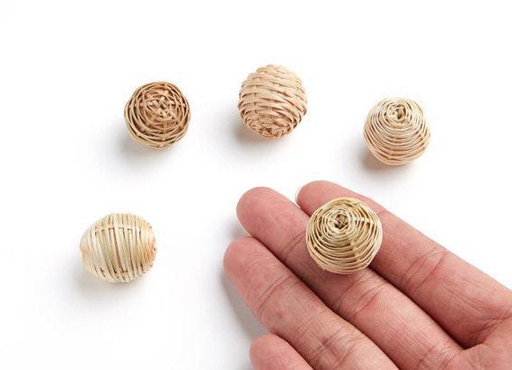 Natural Rattan Wood Earring Hoops 23mm-14/16" Ball Wooden Charms Handwoven Circle Findings Woven Boho Jewelry Making Blanks Wholesale Bulk