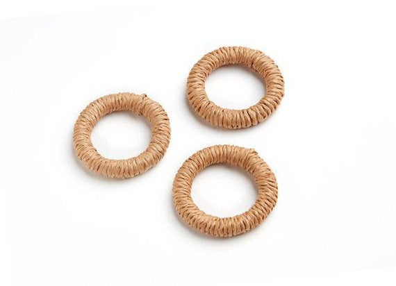 Natural Rattan Wood Earring Hoops 41mm 1-5/8" Round Wooden Charms Handwoven Circle Findings Woven Boho Jewelry Making Blanks Wholesale Bulk